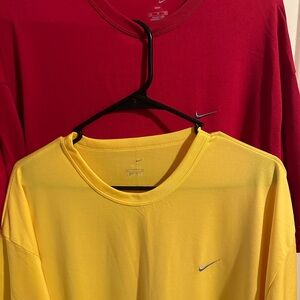 Nike Yellow and Red Short Sleeve Performance Tees